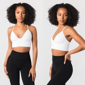Alphalete seamless ribbed bra white S NWT $48